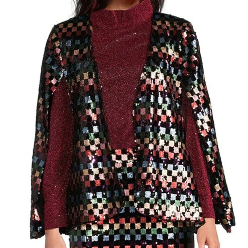 Buru Chic Multicolor Sequin Cape Jacket - image 2